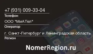 Кто звонил с 9310093304 - регион и оператор